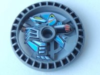 LEGO part Technic, Disk 5 x 5 - RoboRider Talisman Wheel, Skeleton Mold with Robot Pattern 32353pb01