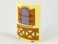LEGO part Zylinder-Viertel 4 x 4 x 6 mit Fenster, Mittelbräunliche Jalousien und Geländer-Muster 30562pb067