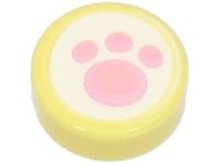 LEGO part Tile, Round 1 x 1 with Bright Pink Paw Print on White Background Pattern 98138pb339