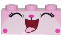 LEGO part Stein 1 x 3 mit Katzengesicht, breitem offenem Mund Lächeln mit herausgesteckter Zunge Muster 3622pb103