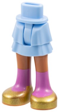 LEGO part Mini Doll Hips and Skirt Layered with Molded Sienna Legs and Printed Gold Shoes with Dark Pink Socks Pattern - Thin Hinge 1826ec00pb004
