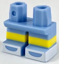 LEGO part Legs Short with Molded Horizontal Yellow Stripes and Printed White Shoes Open Toe Pattern 41879pb011