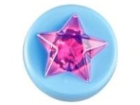 LEGO part Tile, Round 1 x 1 x 2/3 with Molded Trans-Dark Pink Star Pattern 72046pb01