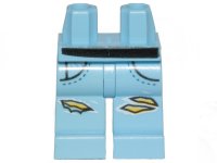 LEGO part Hips and Legs with Ripped Denim Pants, Pockets, Black Belt Pattern 970c00pb0996