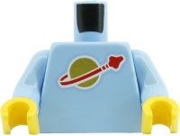 LEGO part Torso with Classic Space Logo High on Torso Pattern, Inside with Ribs (second reissue) / Bright Light Blue Arms / Yellow Hands (BAM) 973p90new2c15