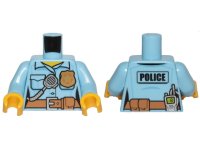 LEGO part Torso Police Female Shirt with Gold Badge, Dark Tan Belt with Pocket and 'POLICE' and Radio on Back Pattern / Bright Light Blue Arms / Yellow Hands 973pb2663c01