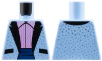 LEGO part Torso Tuxedo Jacket with Silver Dots, Bright Pink Ruffled Shirt Pattern 973pb2846