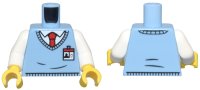 LEGO part Torso Sweater Vest over White Shirt, Red Tie, ID Badge Pattern / White Arms / Yellow Hands 973pb5459c01
