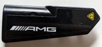 LEGO part Technic, Panel Fairing #21 Very Small Smooth, Side B with White 'AMG' Logo and Yellow Electricity Warning Triangle Pattern (Sticker) - Set 42165 11946pb106