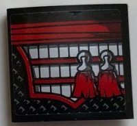 LEGO part Slope, Curved 2 x 2 x 2/3 with Red Sash, Silver and Red Armor, and 2 Red Tassels Pattern Model Left Side (Sticker) - Set 70669 15068pb172L