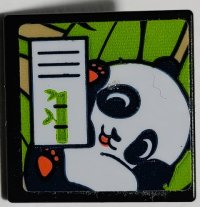 LEGO part Road Sign 2 x 2 Square with Open O Clip with Baby Panda Pattern (Sticker) - Set 41422 15210pb130