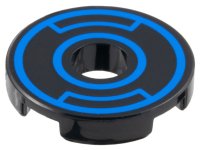 LEGO part Tile, Round 2 x 2 with Hole with Blue Concentric Circles with Insets Pattern 15535pb14