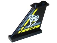 LEGO onderdeel Staart 4 x 1 x 3 met Bij, Zwart 'VTOL', en Donkergrijs en Geel Strepenpatroon aan Beide Zijden (Stickers) - Set 8222 2340pb012