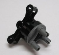 LEGO part Technic, Steering Axle with 2 Pin Holes and 2 Arms with Axle Holes with Slots with Dark Bluish Gray Wheel Hub 3 Pins Round (23801 / 92909) 23801c01