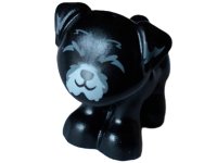 LEGO part Dog, Friends, Pug, Standing with Light Bluish Gray Muzzled Face and Dark Bluish Gray Ears and Closed Eyes Pattern (Dash) 24111pb04
