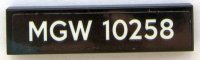 LEGO onderdeel Tegel 1 x 4 met Wit 'MGW 10258' op Zwarte Achtergrond Patroon (Sticker) - Set 10258 2431pb0571
