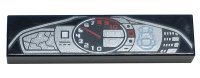 LEGO onderdeel Tegel 1 x 4 met Dashboard Display met Auto Omtrek en Zilver en Rood Snelheidsmeter Meter Patroon 2431pb0798