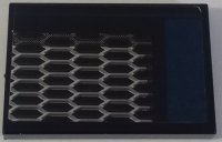 LEGO part Tile 2 x 3 with Honeycomb Grille and Dark Blue Stripe Pattern Model Left Side (Sticker) - Set 42154 26603pb578L