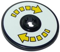 LEGO part Technic, Scheibe 3 x 3 mit doppeltem gelbem Pfeil-Segmentmuster (Aufkleber) - Set 10261 2723pb066