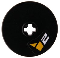 LEGO part Technic, Scheibe 3 x 3 mit weißer Nummer 2 und gelbem Polygon-Muster (Aufkleber) - Set 42095 2723pb078