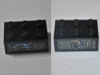 LEGO part Stein 2 x 3 mit Drähten, '1607' und 'LCL'-Muster auf beiden Seiten (Aufkleber) - Set 70622 3002pb40