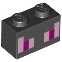 LEGO part Brick 1 x 2 with Pink and Magenta Rectangles Pattern (Minecraft Ender Dragon Eyes) 3004pb124