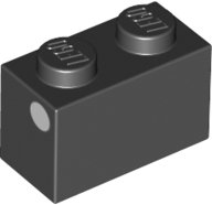LEGO part Brick 1 x 2 with White Dot Pattern on Both Ends (Super Mario Crowber Eyes) 3004pb248