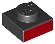 LEGO part Plate 1 x 1 with Red Line on Edge Pattern 3024pb012