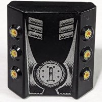 LEGO onderdeel Steen, Aangepast 2 x 2 Zonder Noppen, Schuin met 6 Zijkanten Zuigers Verhoogd met Zilver Motorpatroon 30603pb01