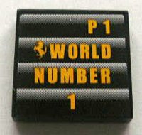 LEGO onderdeel Tegel 2 x 2 met Ferrari Logo en 'P1 WORLD NUMBER 1' Patroon (Sticker) - Set 8672 3068pb0323