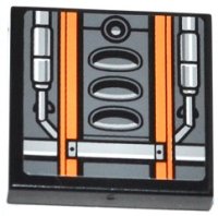 LEGO onderdeel Tegel 2 x 2 met Oranje Strepen, Luchtinlaten en Buizen Patroon (Sticker) - Set 75049 3068pb0856