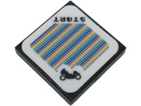 LEGO onderdeel Tile 2 x 2 with Super Mario Scanner Code Tri-Speeder / Standard Bike and 'START' Pattern (Sticker) - Sets 72034 / 72036 3068pb2569