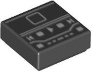 LEGO onderdeel Tile 1 x 1 with Digital Music Player Screen with White Lines, Squares, and Play Triangle Pattern 3070pb219