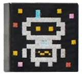 LEGO onderdeel Tile 1 x 1 with Silver Robot / Alien with Antenna and Eyes, and Gold, Metallic Pink, and Copper Squares Pattern 3070pb286