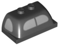 LEGO onderdeel Windscreen 2 x 4 x 1 1/3 with Silver Side Windows and Split Rear Window Pattern 30841pb04