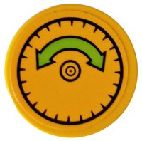 LEGO part Piastrella, Rotonda 2 x 2 con Supporto Bottone Inferiore con Freccia Curva Doppia Verde Lime e Rivetto Motivo (Adesivo) - Set 76059 14769pb335