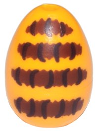 LEGO part Egg with Small Pin Hole with Reddish Brown Stripes with Dark Brown Lines Pattern (Honeybee Abdomen) 24946pb03