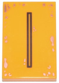 LEGO part Tile 2 x 3 with Worn Copper Splotches and Dark Brown Slot Pattern 26603pb548