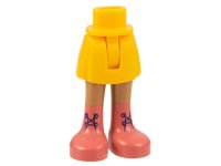 LEGO part Mini Doll Hips and Skirt with Molded Medium Nougat Legs and Printed Coral Boots with Dark Blue Laces Pattern - Thin Hinge 35216ac00pb010