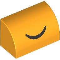 LEGO part Slope, Curved 1 x 2 with Black Closed Eye Curved Line Pattern 37352pb032