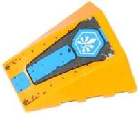 LEGO part Wedge 4 x 4 Triple Curved No Studs with White Chima Logo in Hexagon and Dark Azure Stripe Pattern (Sticker) - Set 70129 47753pb049