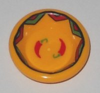 LEGO part Minifigure, Utensil Dish 3 x 3 with Red Hot Chili Peppers and Black, Bright Green and Red Border Pattern 6256pb04