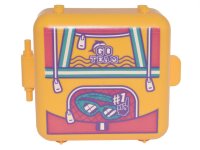 LEGO part Container, Box 3 x 8 x 6 2/3 Half Front with Backpack with Dark Turquoise Swim Goggles, '#1', Dolphin and 'GO TEAM' Pattern 64462pb09
