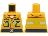 LEGO part Torso Fire Reflective Stripes with Pockets, Dark Blue Belt, and Fire Logo on Back Pattern 973pb3384