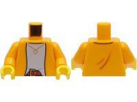 LEGO part Torso Jacket over Bright Light Blue Shirt, Gold Necklace with Heart and Belt Pattern / Bright Light Orange Arms / Yellow Hands 973pb4113c01