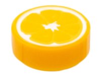 LEGO part Tile, Round 1 x 1 with Orange Fruit Slice Pattern 98138pb262