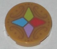 LEGO part Tile, Round 2 x 2 with Bottom Stud Holder with 4 Crystals Pattern 14769pb201