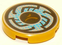LEGO part Tile, Round 2 x 2 with Bottom Stud Holder with Rune Designs and Blue Pixels Pattern 14769pb221