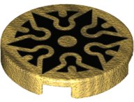 LEGO part Tile, Round 2 x 2 with Bottom Stud Holder with Black Shuriken Throwing Star Pattern 14769pb384