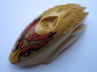 LEGO part Flywheel Fairing Bird Shape with Gold Beak Fluminox Pattern 15093pb02